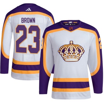 Adidas Los Angeles Kings Men's Dustin Brown Authentic White Reverse Retro 2.0 NHL Jersey