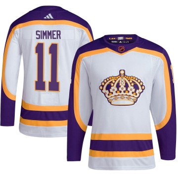 Adidas Los Angeles Kings Men's Charlie Simmer Authentic White Reverse Retro 2.0 NHL Jersey