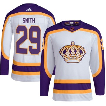 Adidas Los Angeles Kings Men's Billy Smith Authentic White Reverse Retro 2.0 NHL Jersey