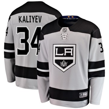 Fanatics Branded Los Angeles Kings Youth Arthur Kaliyev Breakaway Gray Alternate NHL Jersey