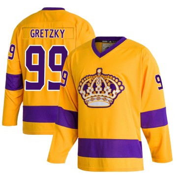 Adidas Los Angeles Kings Youth Wayne Gretzky Authentic Gold Classics NHL Jersey