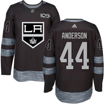 Los Angeles Kings Men's Mikey Anderson Authentic Black 1917-2017 100th Anniversary NHL Jersey