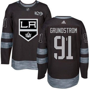 Los Angeles Kings Men's Carl Grundstrom Authentic Black 1917-2017 100th Anniversary NHL Jersey