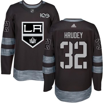 Los Angeles Kings Men's Kelly Hrudey Authentic Black 1917-2017 100th Anniversary NHL Jersey