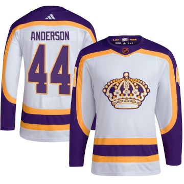 Adidas Los Angeles Kings Youth Mikey Anderson Authentic White Reverse Retro 2.0 NHL Jersey