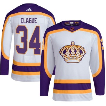 Adidas Los Angeles Kings Youth Kale Clague Authentic White Reverse Retro 2.0 NHL Jersey