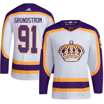 Adidas Los Angeles Kings Youth Carl Grundstrom Authentic White Reverse Retro 2.0 NHL Jersey