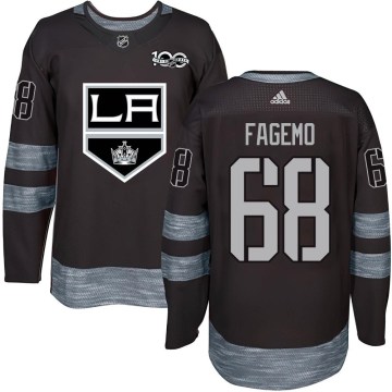 Los Angeles Kings Youth Samuel Fagemo Authentic Black 1917-2017 100th Anniversary NHL Jersey