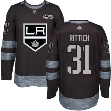 Los Angeles Kings Youth David Rittich Authentic Black 1917-2017 100th Anniversary NHL Jersey