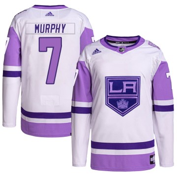 Adidas Los Angeles Kings Youth Mike Murphy Authentic White/Purple Hockey Fights Cancer Primegreen NHL Jersey