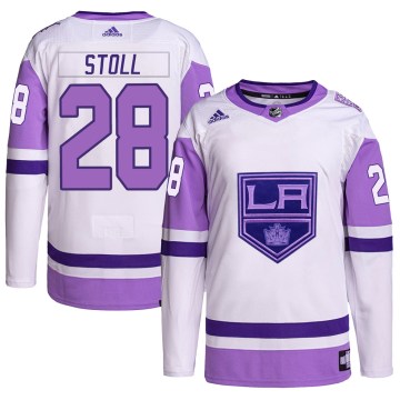 Adidas Los Angeles Kings Youth Jarret Stoll Authentic White/Purple Hockey Fights Cancer Primegreen NHL Jersey