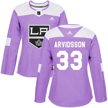 Adidas Los Angeles Kings Women's Viktor Arvidsson Authentic Purple Fights Cancer Practice NHL Jersey