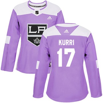 Adidas Los Angeles Kings Women's Jari Kurri Authentic Purple Fights Cancer Practice NHL Jersey