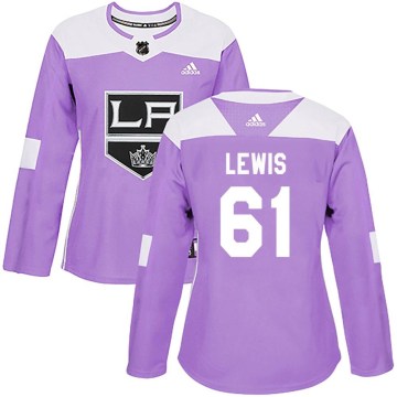 Adidas Los Angeles Kings Women's Trevor Lewis Authentic Purple Fights Cancer Practice NHL Jersey