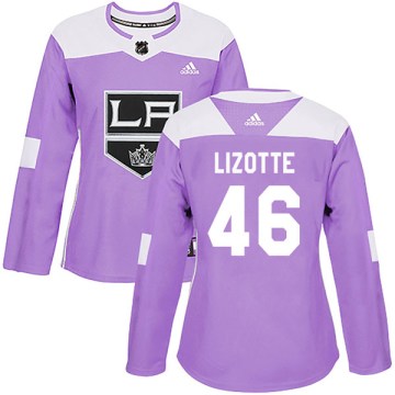 Adidas Los Angeles Kings Women's Blake Lizotte Authentic Purple Fights Cancer Practice NHL Jersey