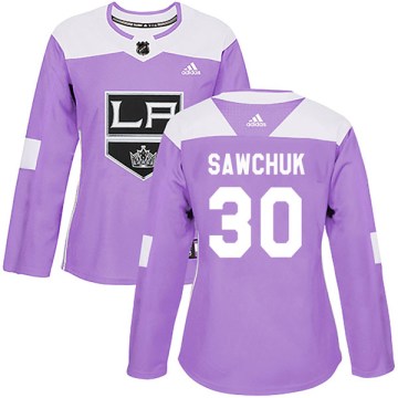 Adidas Los Angeles Kings Women's Terry Sawchuk Authentic Purple Fights Cancer Practice NHL Jersey