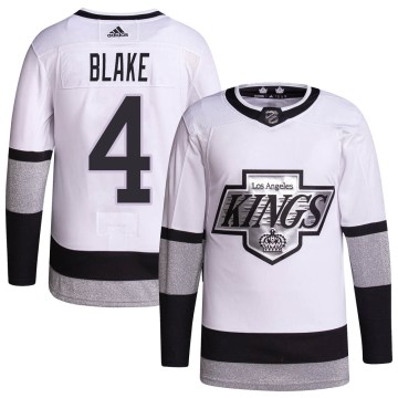 Adidas Los Angeles Kings Men's Rob Blake Authentic White 2021/22 Alternate Primegreen Pro Player NHL Jersey