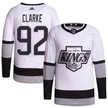 Adidas Los Angeles Kings Men's Brandt Clarke Authentic White 2021/22 Alternate Primegreen Pro Player NHL Jersey