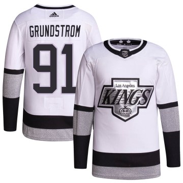 Adidas Los Angeles Kings Men's Carl Grundstrom Authentic White 2021/22 Alternate Primegreen Pro Player NHL Jersey