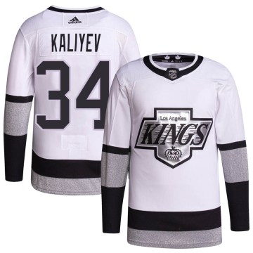 Adidas Los Angeles Kings Men's Arthur Kaliyev Authentic White 2021/22 Alternate Primegreen Pro Player NHL Jersey