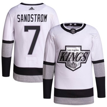 Adidas Los Angeles Kings Men's Tomas Sandstrom Authentic White 2021/22 Alternate Primegreen Pro Player NHL Jersey