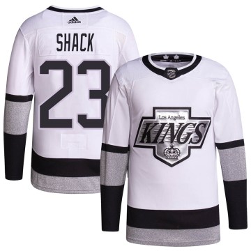 Adidas Los Angeles Kings Men's Eddie Shack Authentic White 2021/22 Alternate Primegreen Pro Player NHL Jersey