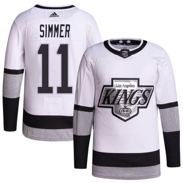 Adidas Los Angeles Kings Men's Charlie Simmer Authentic White 2021/22 Alternate Primegreen Pro Player NHL Jersey