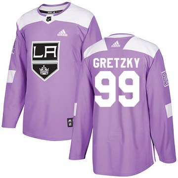 Adidas Los Angeles Kings Youth Wayne Gretzky Authentic Purple Fights Cancer Practice NHL Jersey