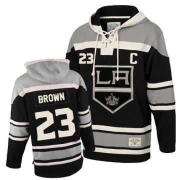 Los Angeles Kings Youth Dustin Brown Premier Black Old Time Hockey Sawyer Hooded Sweatshirt